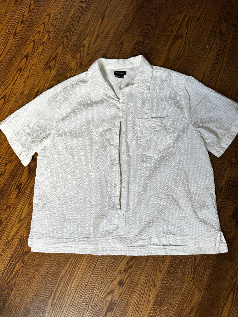 Men's Short-Sleeve Seersucker Button-Down Shirt — White
